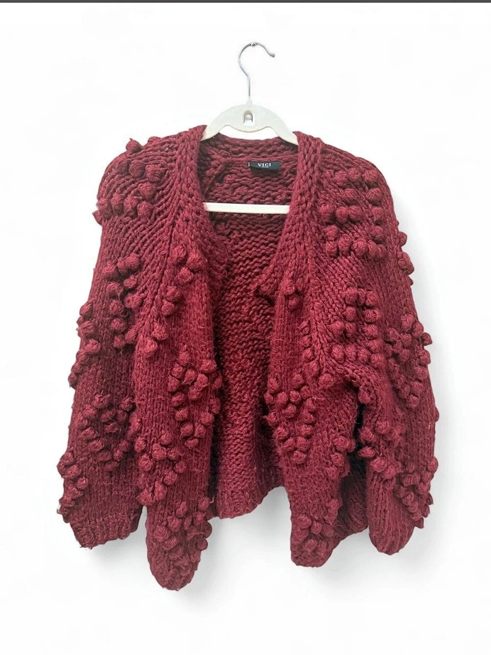 VICI Heart Pom Pom Chunky Cardigan